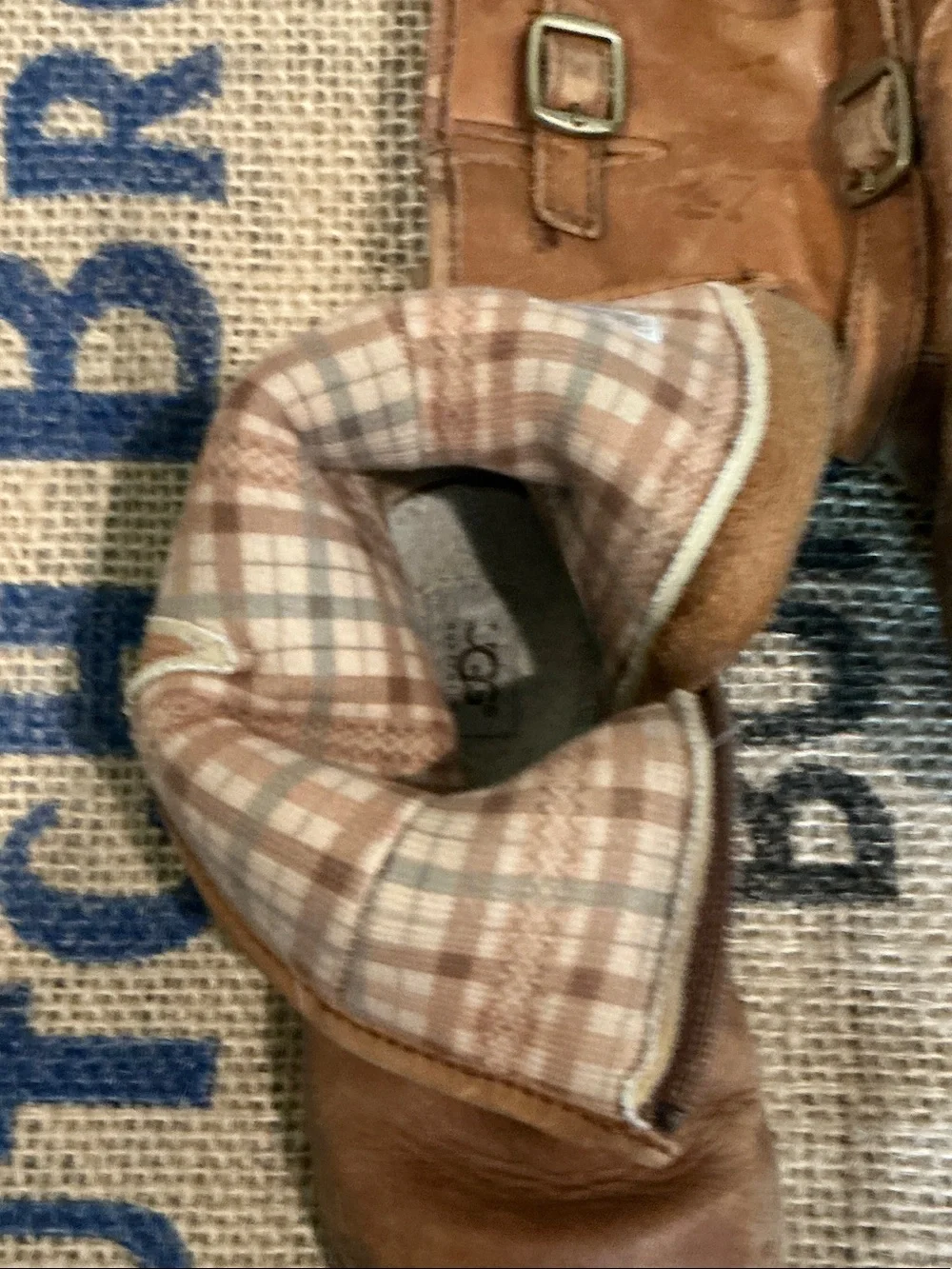 UGG Kids Chestnut Brown Leather Zip Ankle Boots Size 10